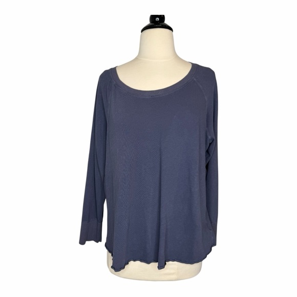 James Perse Raglan XL Navy Gray Long Sleeve Tee Sz 4 Cotton Scoop - Picture 6 of 10